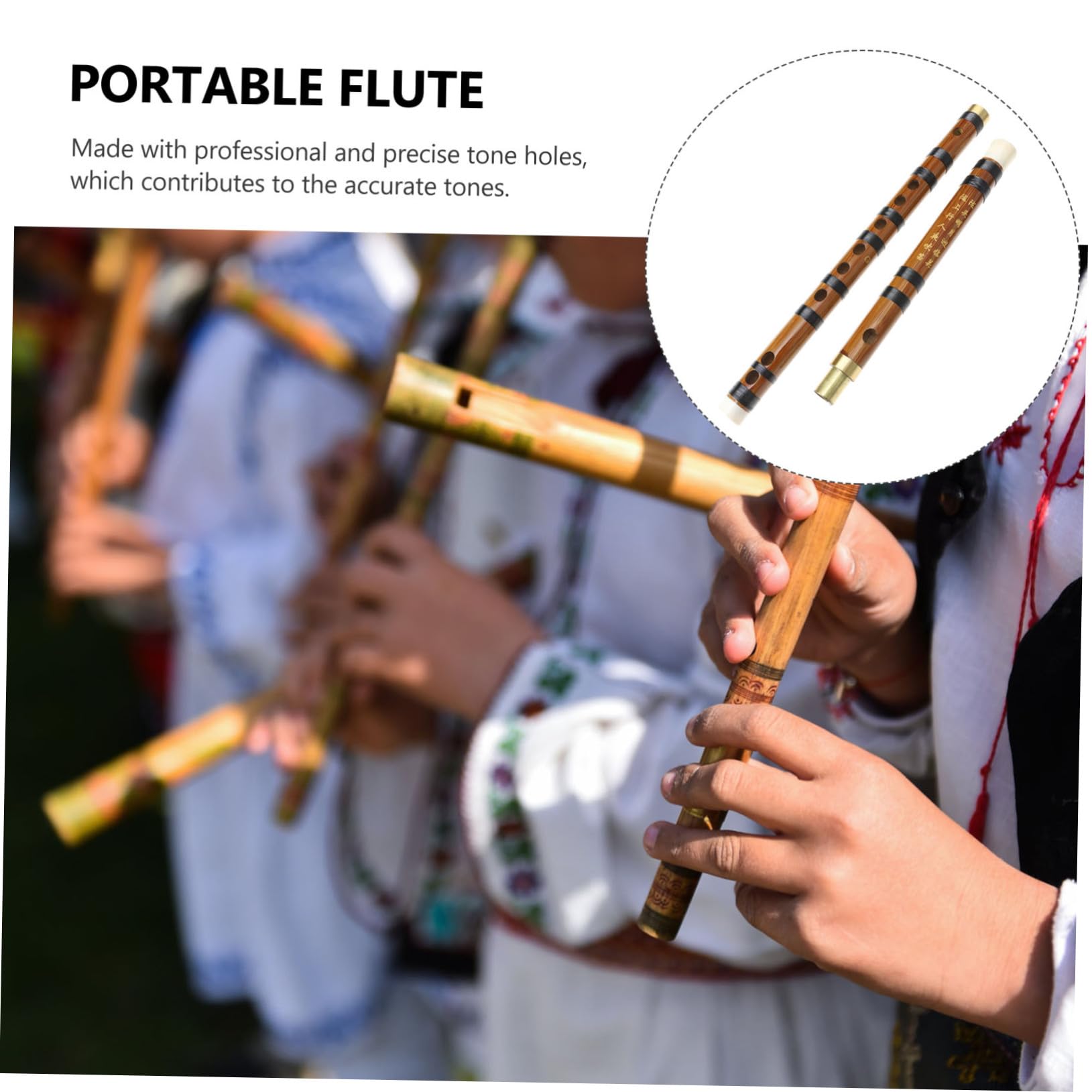 YARNOW Flûte en Bambou Détachable de Style Rétro, Ton Précis et Prise en Main Confortable, Instrument Traditionnel pour Débutants en Musique