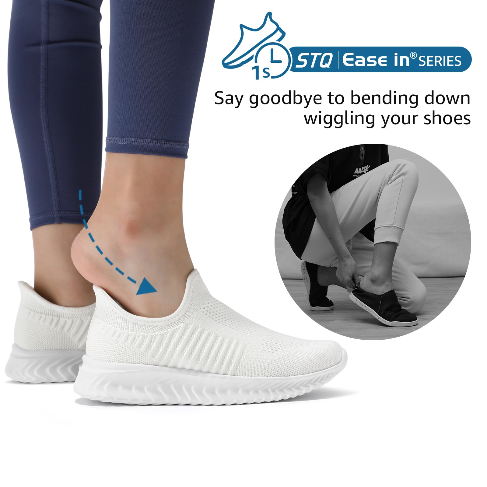 STQ Scarpe Donna Sneakers da Ginnastica Senza Lacci Scarpe Camminata Donna Slip on con Memory Foam
