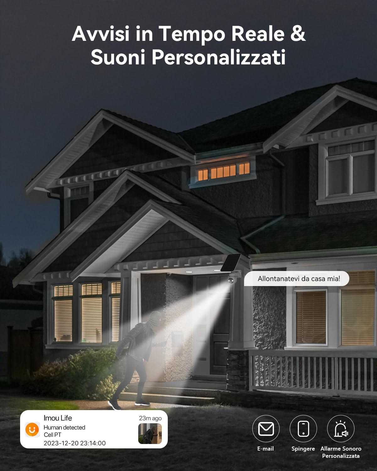 Imou 2K Telecamera Wi-Fi Esterno Senza Fili con Batteria 15000mAh, Videocamera Sorveglianza Pannello Solare, Audio Bidirezionale, Rilevamento PIR & Umano, Visione Notturna a Colori, IP66 Cell PT Kit
