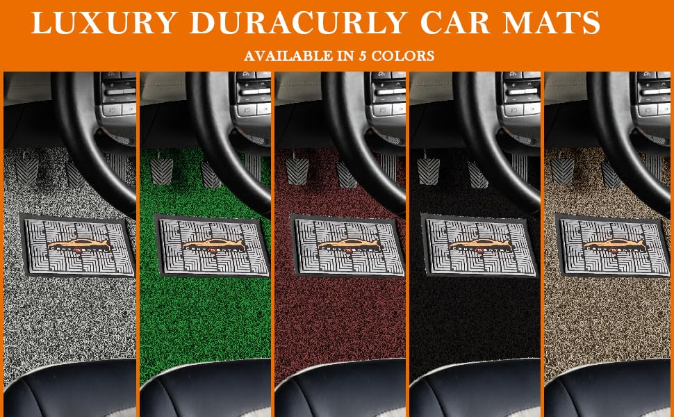 Image of CONTINENTAL [Duramat Curly] Universal Single Driver Side Car Mat only - Premium Waterproof PVC Cushions Car Floor Mat for All Cars (Green & Black)