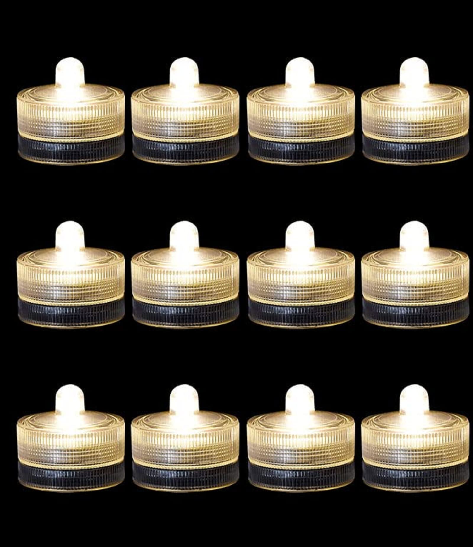 THE WHITE SHOPSubmersible LED light Waterproof pool tea Light Shower LED light Underwater LED Candle light Suitable for aquarium Home crafts Wedding party Decorative fountain (Pack of 12, WarmWhite)