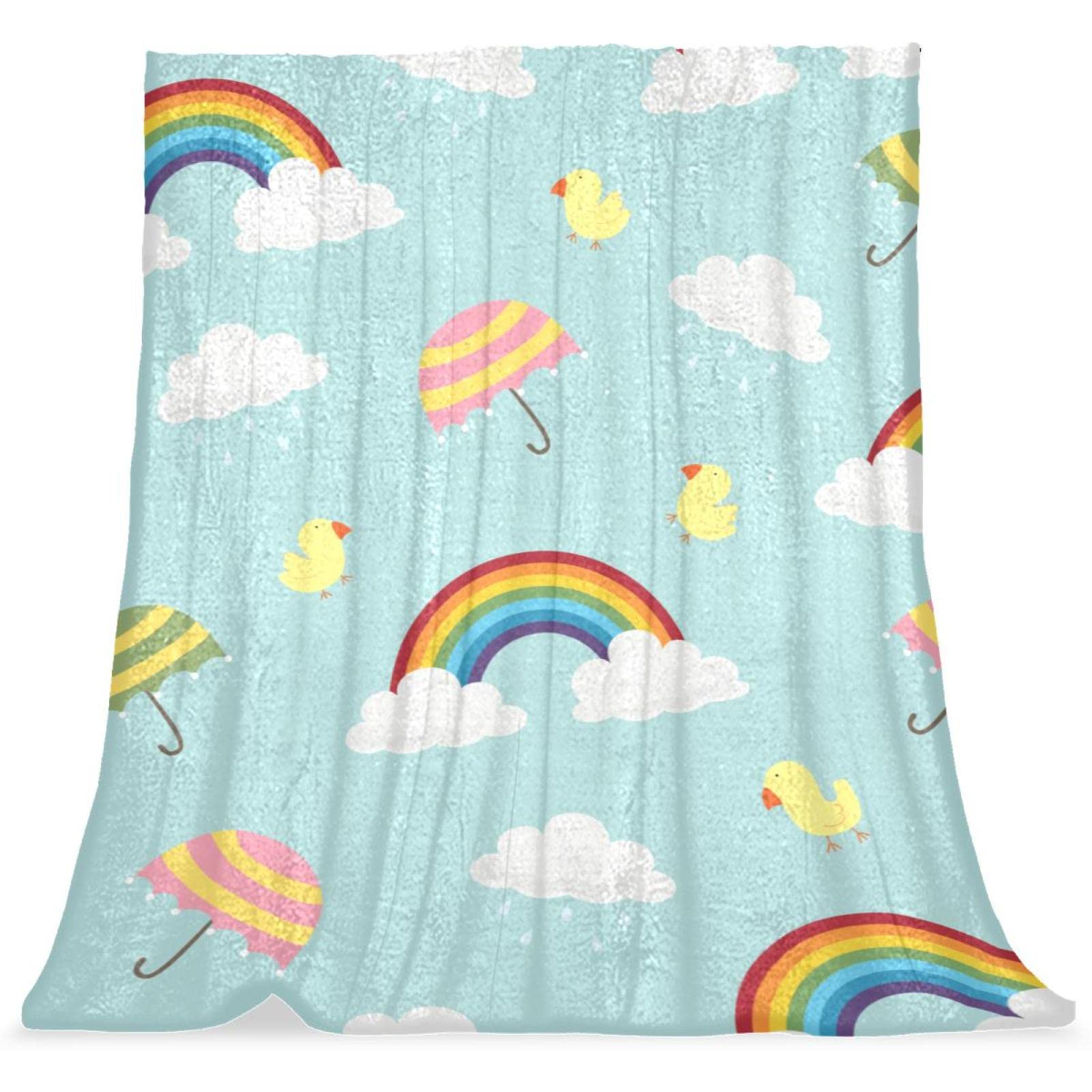 Couvre-lit enfant motif dessin animé poulet arc-en-ciel idée cadeau douceur parfait