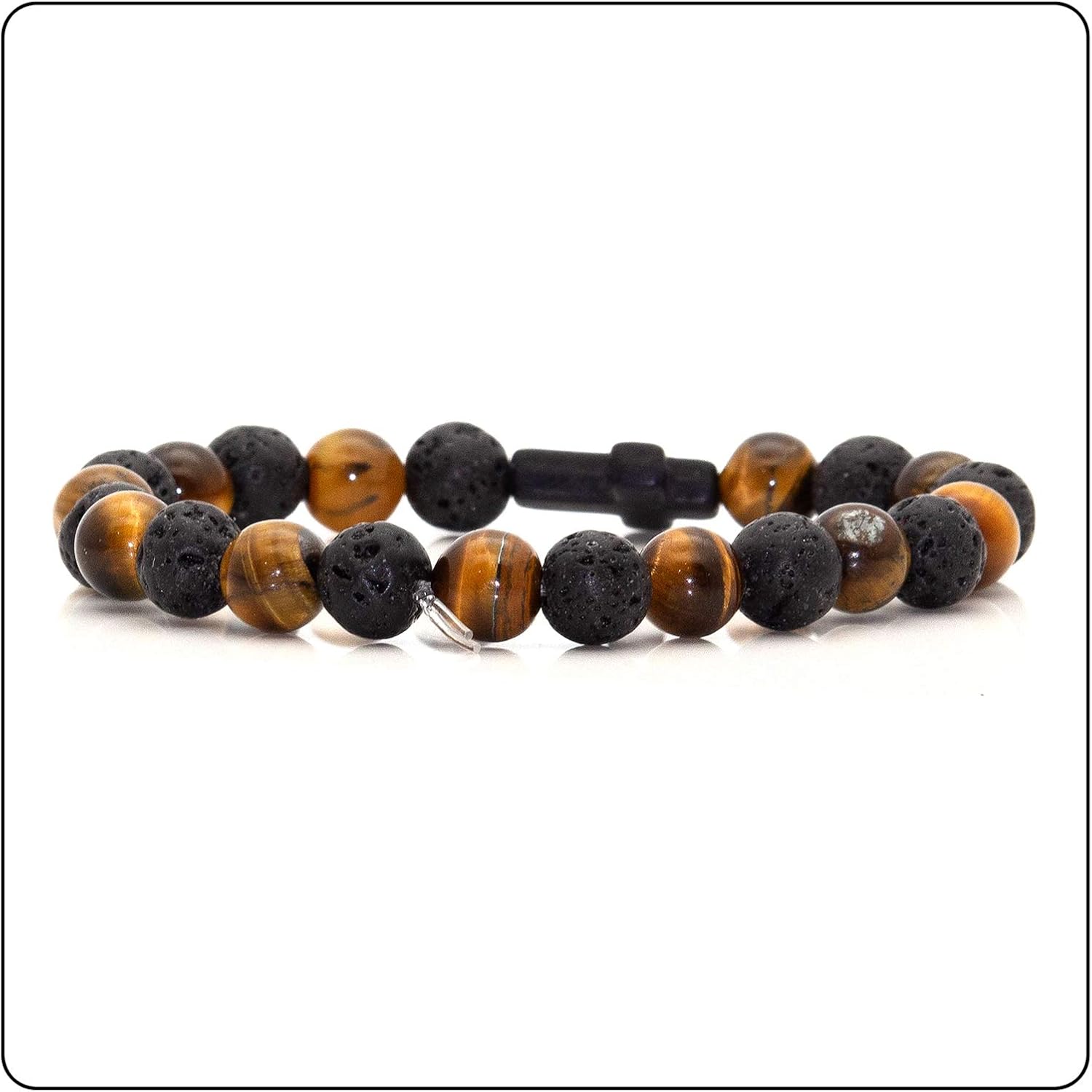 Fashion Yoga Natural Stone Bracelet Religious Cross Beads Link Bracelet.7.5" Wrist