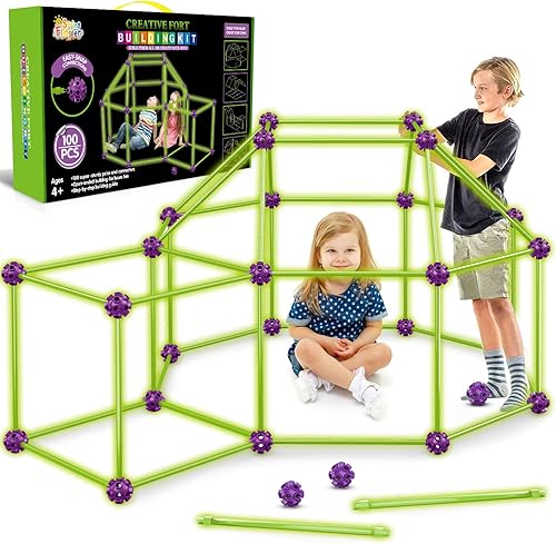 Miniatura 19 de Kit de construcción de fuerte que brilla en la oscuridad para niños, juguetes de construcción STEM, regalo educativo para niños y niñas de 4, 5, 6,