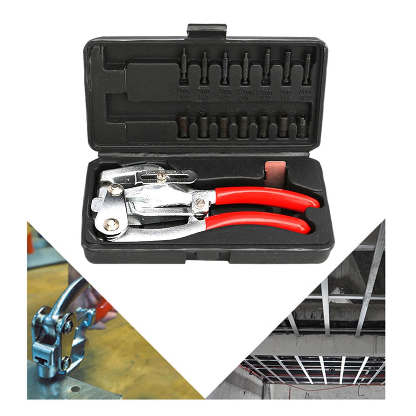 Zestaw do dziurkowania 16 szt. matryc 2 mm – 7 mm, wytrzymały, ergonomiczny uchwyt