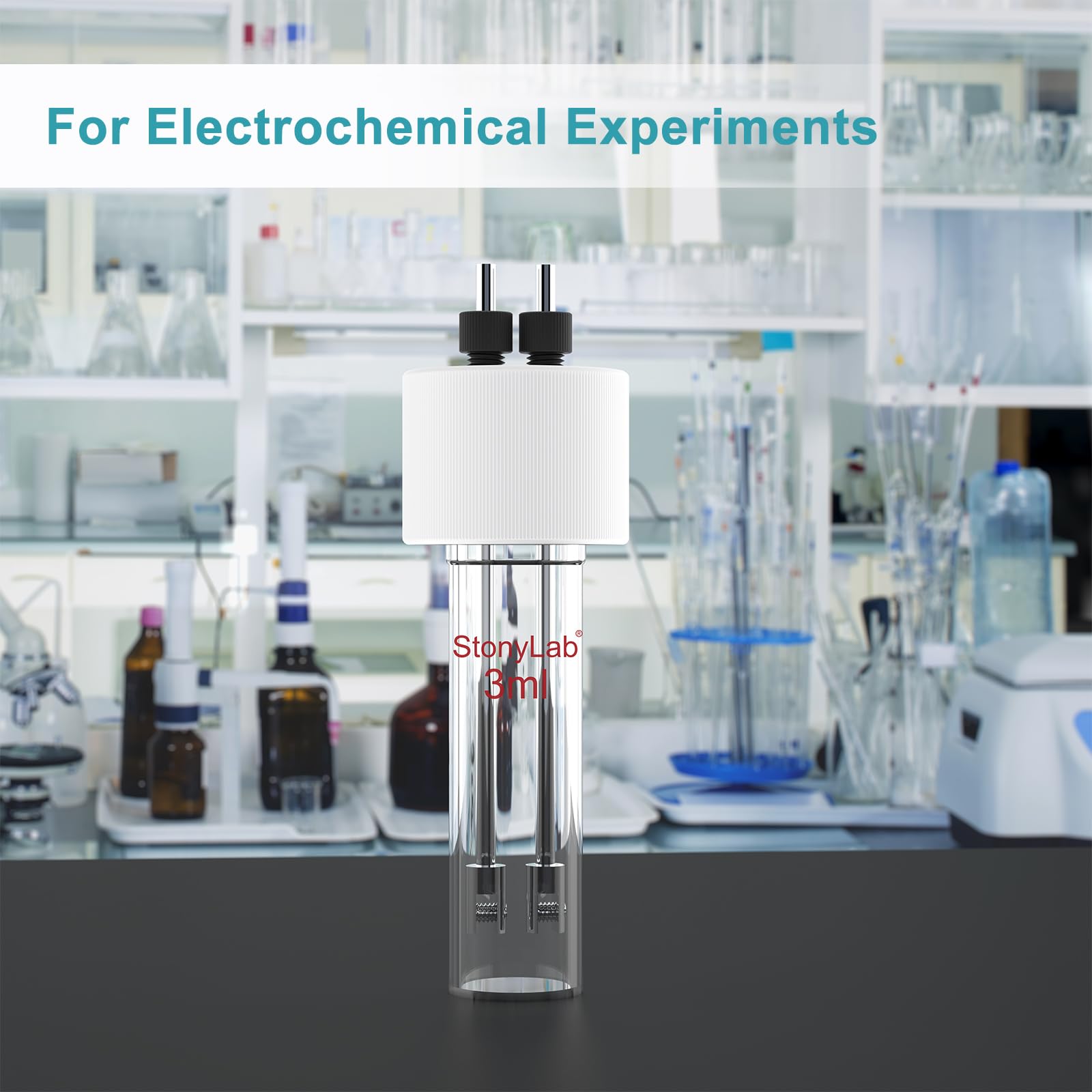 stonylab Célula Electrolítica de Tubo Sellado, 3-5 ml Fondo Plano con Cuello Único, para Experimentos Electroquímicos de Pequeño Volumen