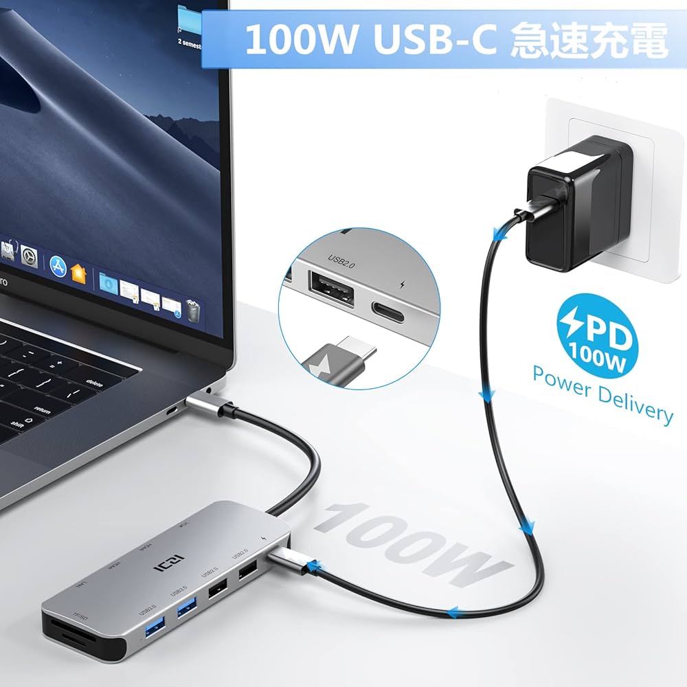 多機能プロジェクター HDMI USB Amazon | デュアルHDMI ICZI USB C ハブ 11-in-1 トリプル