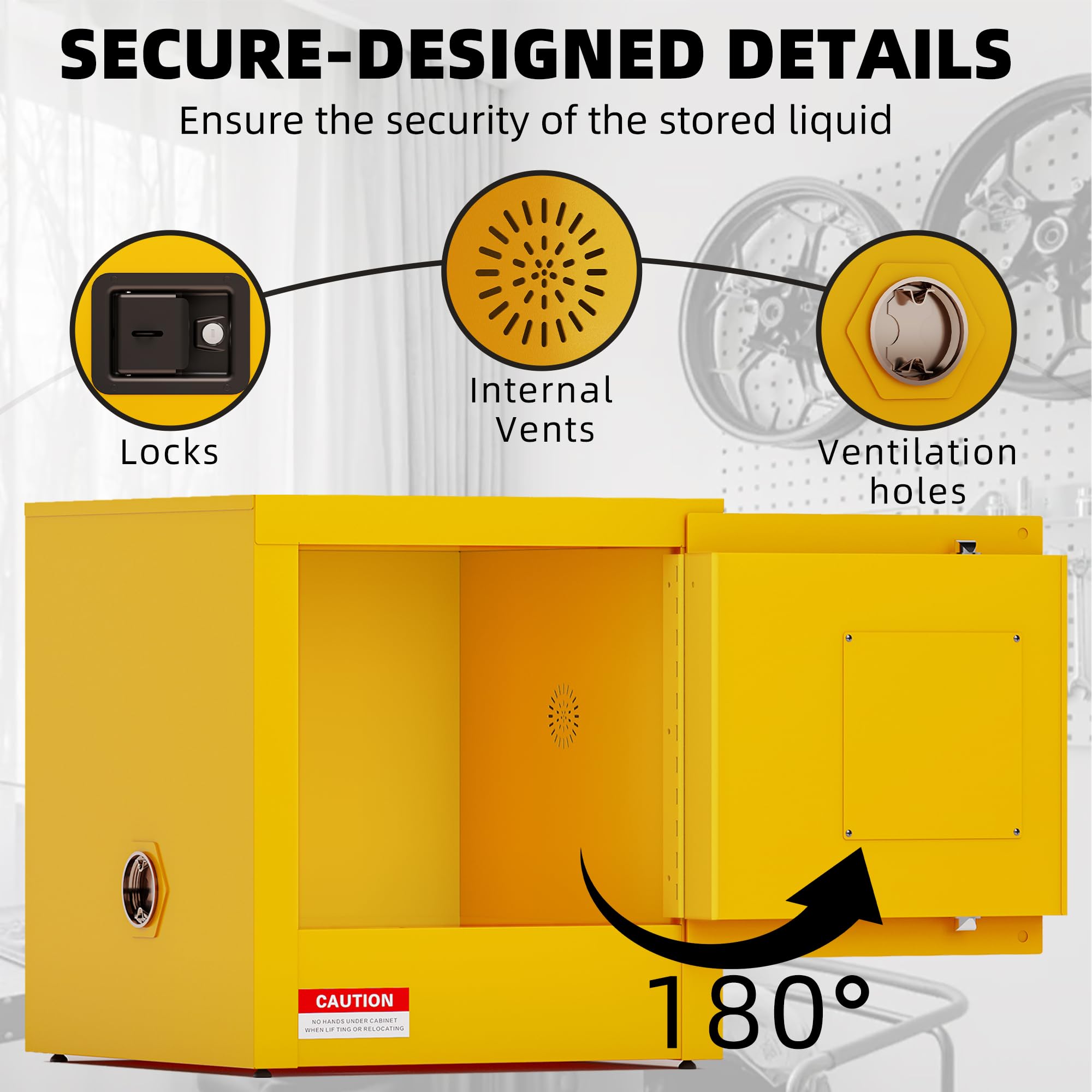 Flammable Safety Cabinet, Galvanized Steel, Laboratory Cabinets Explosion-Proof Cabinets Anti-Corrosion Chemical Reagents Instruments Protection Supplies Cabinet (16.92'' x 16.92'' x 18.22'')