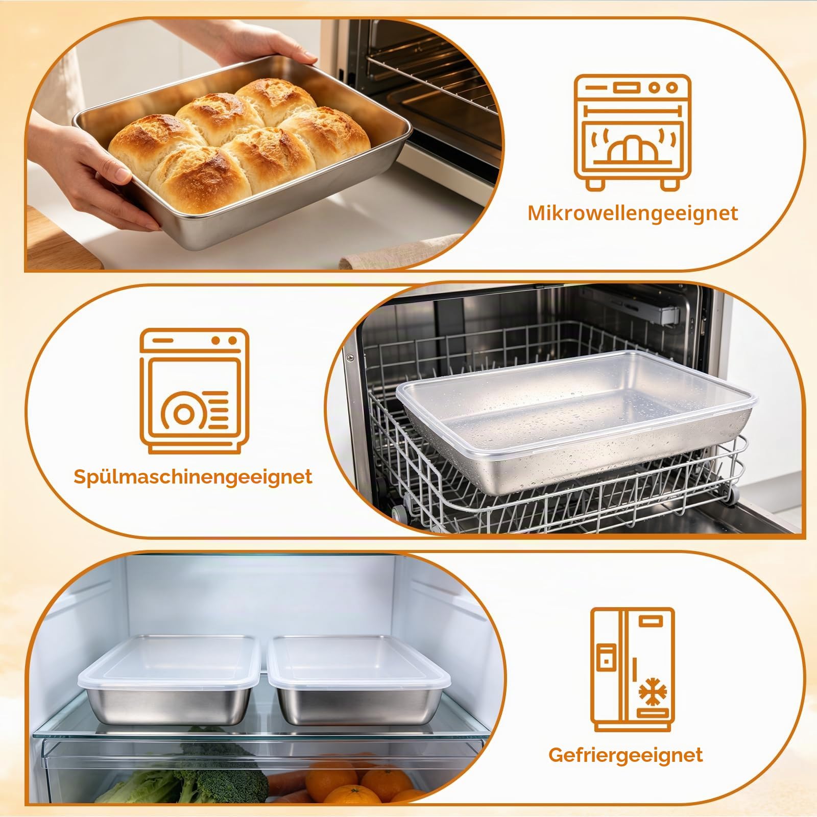 Pizzaballenbox Edelstahl mit Deckel, 2er Gärbox Pizzateig für 4–6 Teiglinge