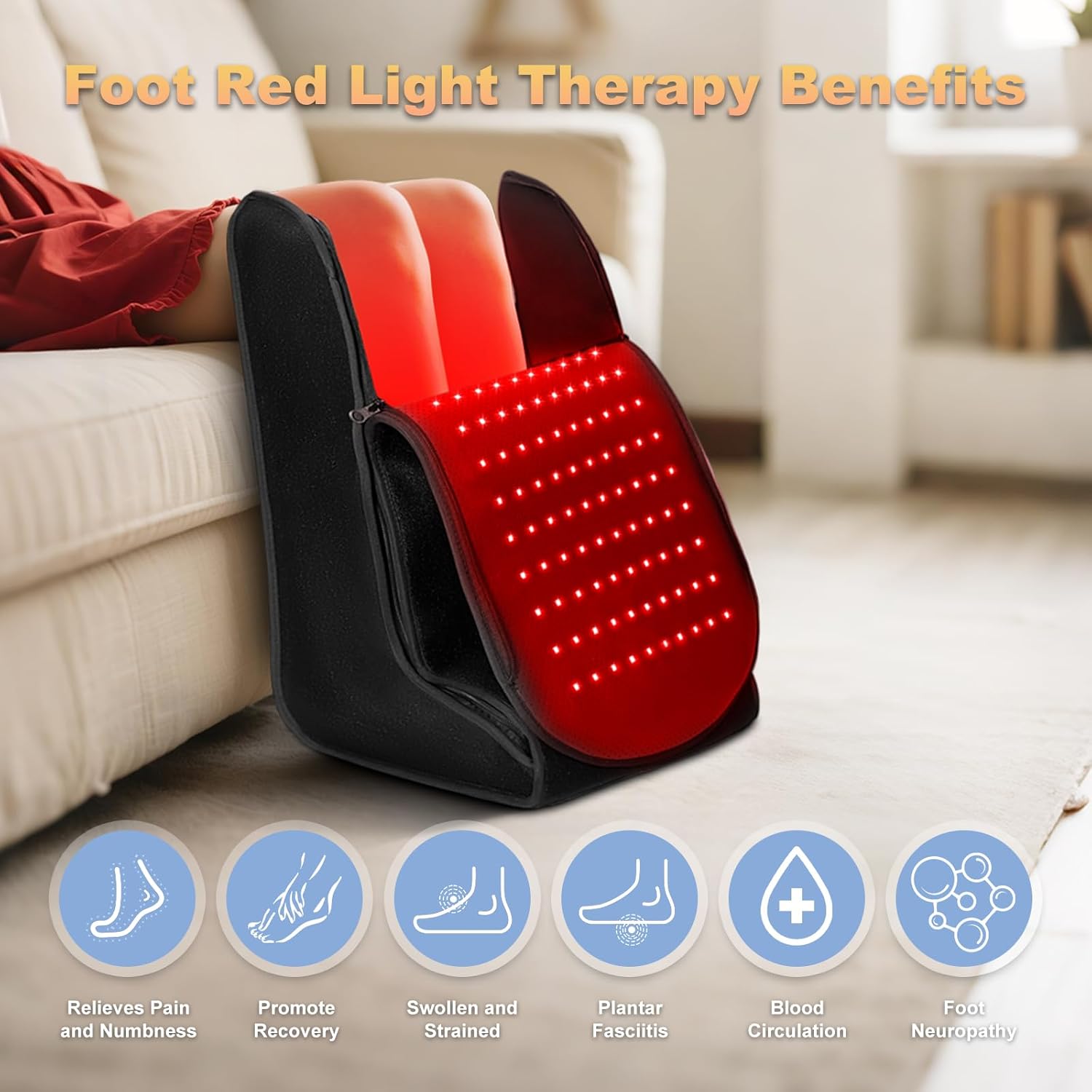Red Light Therapy Device for Feet, Knees, Ankles & Legs – 2026 Upgraded 4 Therapy Modes, 5 Intensity Levels, 10–90 Min Timer, Red & Infrared Light Therapy for Home & Travel Use (13.8 × 11 × 18 in)