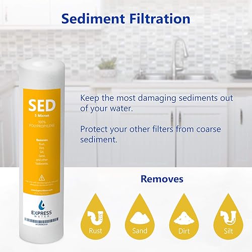 Miniatura 5 de Express Water Juego de filtros de repuesto para sistema de ósmosis inversa alcalina de 6 meses, 4 filtros, filtros de agua de tamaño de 10 pulgadas