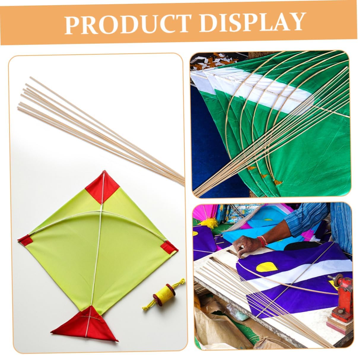 Kisangel 20Pcs Bamboo Sticks for Kite Making Flexible Kite Frame Rods for DIY Kids Crafts and Outdoor Activities Safe Splinter-Free Material for Family Bonding