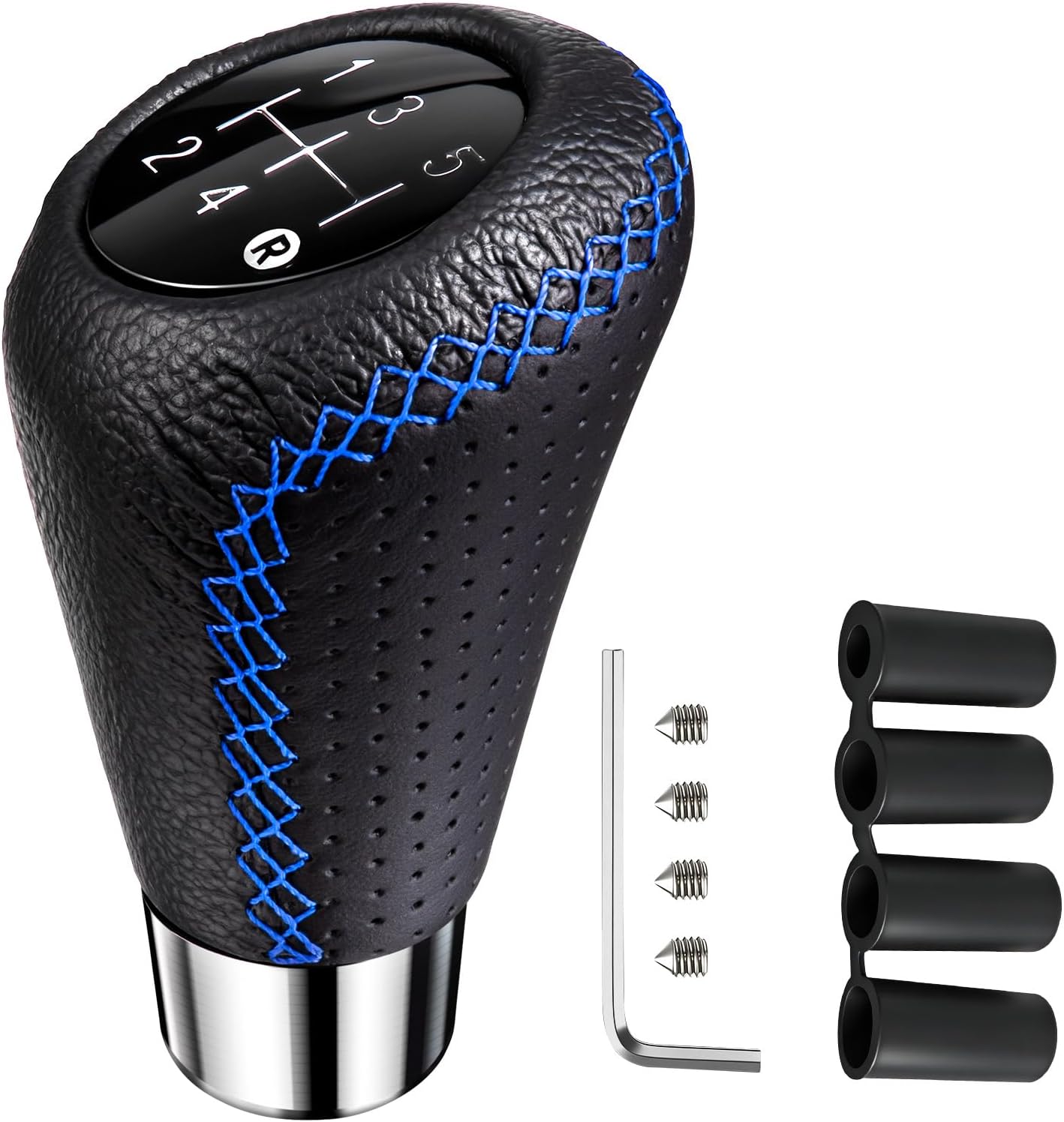 Shifter Knobs 5 Speed Manual Stick Shifting,Leather Stick Shift knob, Car Gear Shift Knob,for Cars and minivans,Blue Seam Craft