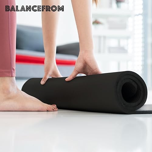 Vista 8 de Fitvids - Tapete de yoga de 1 pulgada extra grueso de alta densidad con superficie antideslizante y correa de transporte para hombres y mujeres