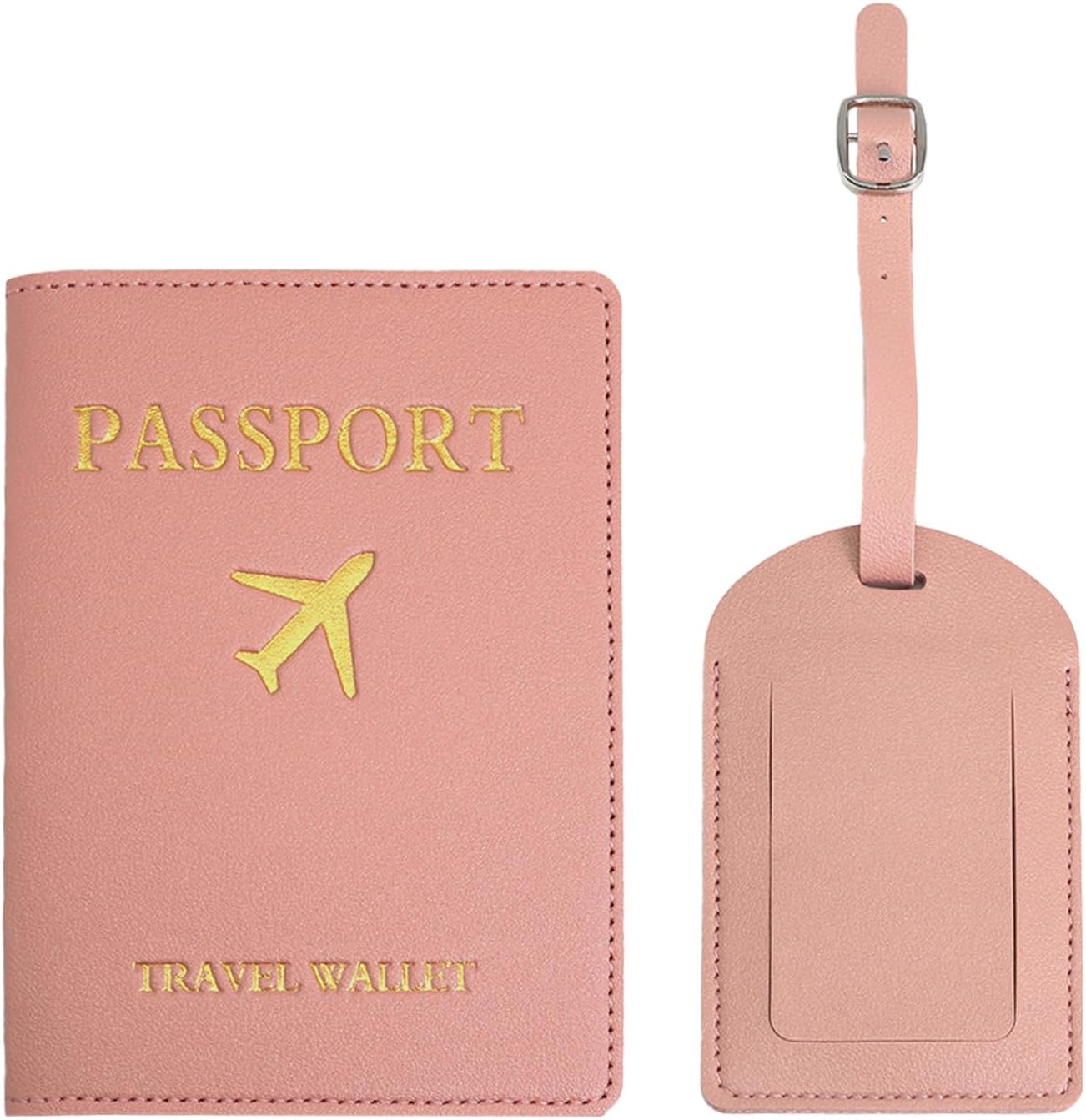 YMWALK Porte-Passeport en Cuir PU Imperméable,Étui Passeport et Étiquette Bagage, Accessoires de Voyage Élégants et Sécurisés pour Passeport, Carte de Crédit et Carte D’identité (Rose)