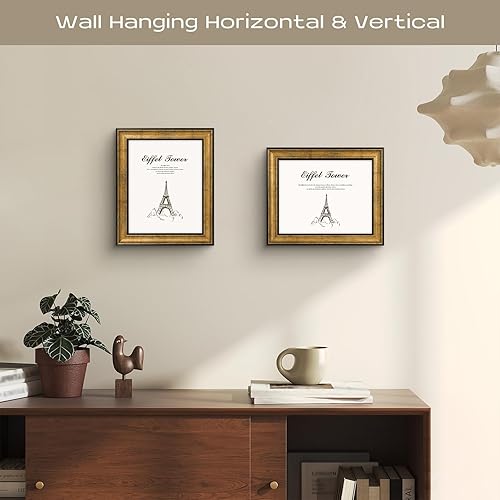 Miniatura 3 de Golden State Art, 8 x 10 oro antiguo con marco de color negro Soporte de caballete, colgador de dientes de sierra Exhibición de paisaje, retrato