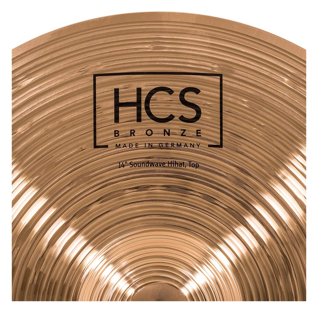 Meinl HCS Bronze Soundwave HiHat Set da 14", in lega di bronzo B8, finitura tradizionale, Made in Germany, con macchina Hi-Hat