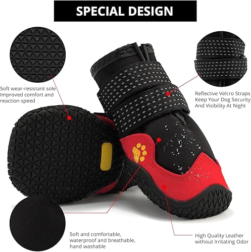 Miniatura 3 de Botas de nieve antideslizantes para perros, zapatos para perros grandes, botas de invierno impermeables con correas reflectantes, protectores de