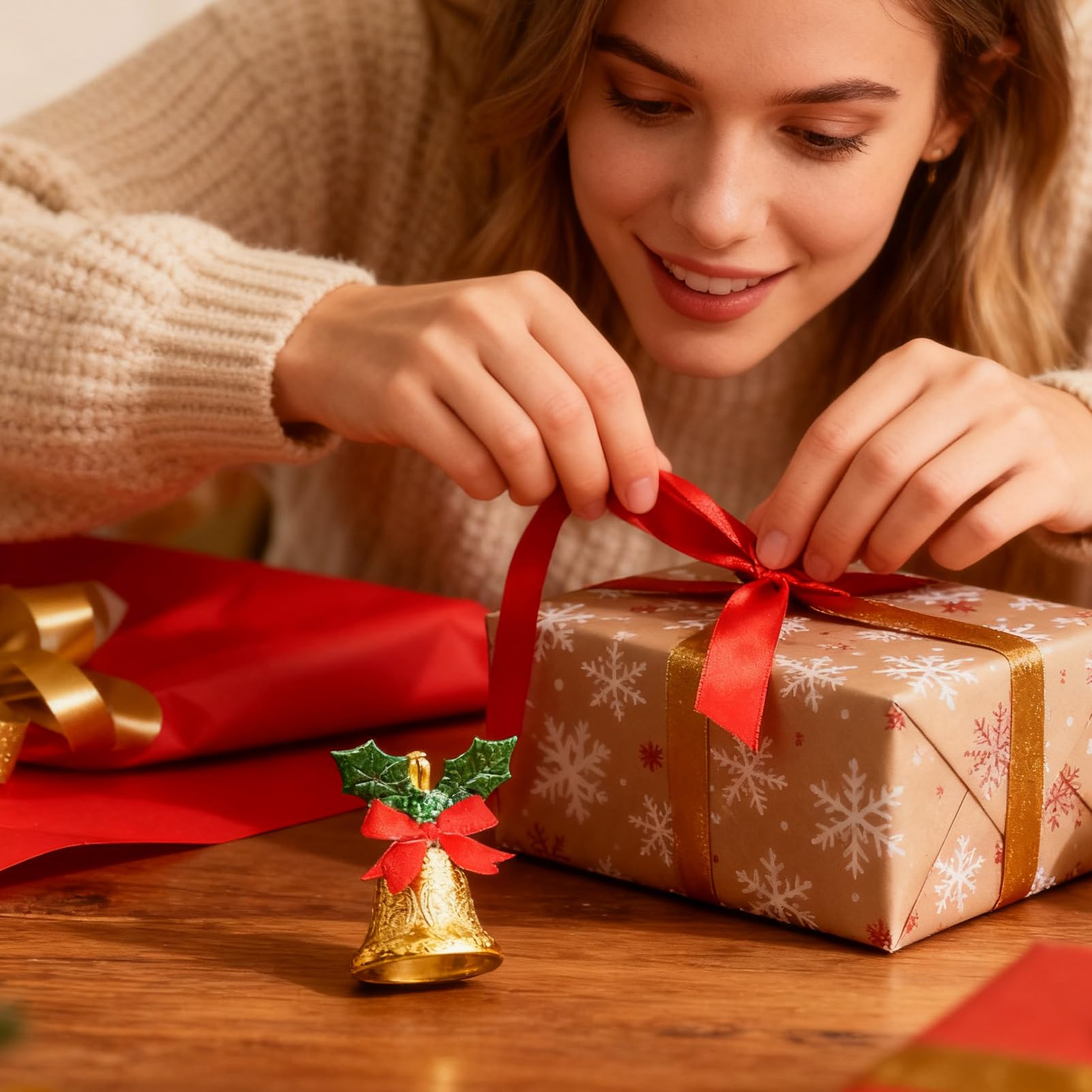 Addobbi a Campana di Natale Piccole Decorazioni in Metallo con Fiocchi