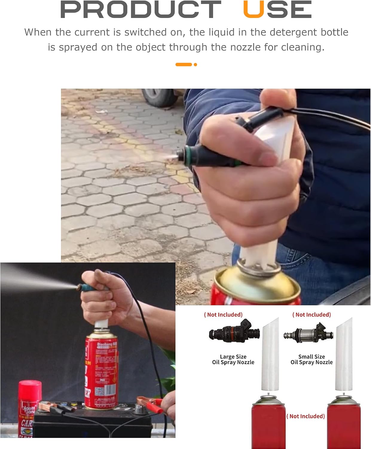 SCUARI 4PCS Automotive Fuel Injector Cleaning Kit,Car Accessories Fuel Injector Flush Cleaner Adapter DIY Cleaning Tool Kit with Test Lead,Suitable for Any 12-24V Car,Motorcycle,Electric Car,ATV