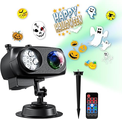 LUXONIC Proyector de luces de Navidad de Halloween para exteriores, impermeable, 15 W, más brillante, efecto de ola oceánica, 12 diapositivas, 96