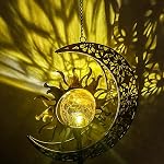 Solar Wind Chimes with LED Light-Outside Moon Sun Lighted Waterproof Wind Chime for Garden, Tree, Patio Hanging Ornament
