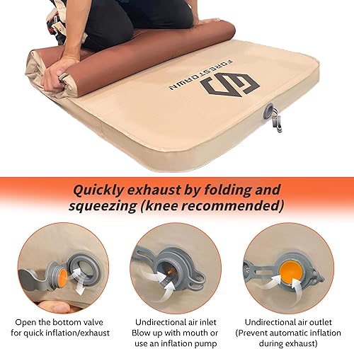 Miniatura 4 de Almohadilla de dormir autoinflable, almohadilla de espuma viscoelástica extra gruesa de 2.7 pulgadas, almohadillas de colchón autoinflables de aire