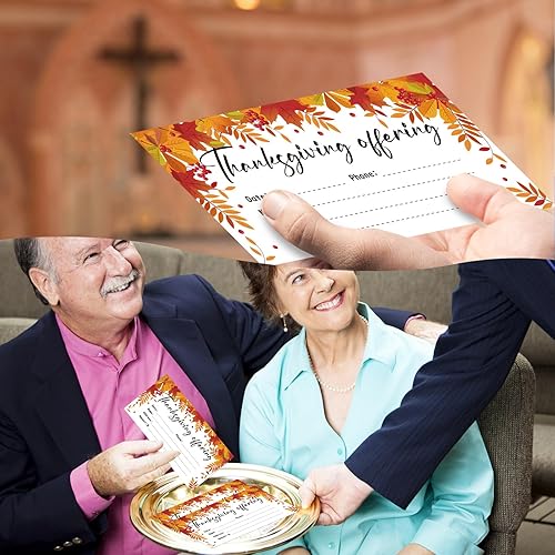 Miniatura 6 de Qilery 300 sobres de ofrenda de iglesia de Acción de Gracias, suministros para la iglesia de 6 x 3.15 pulgadas, sobres de ofrenda para iglesia hojas