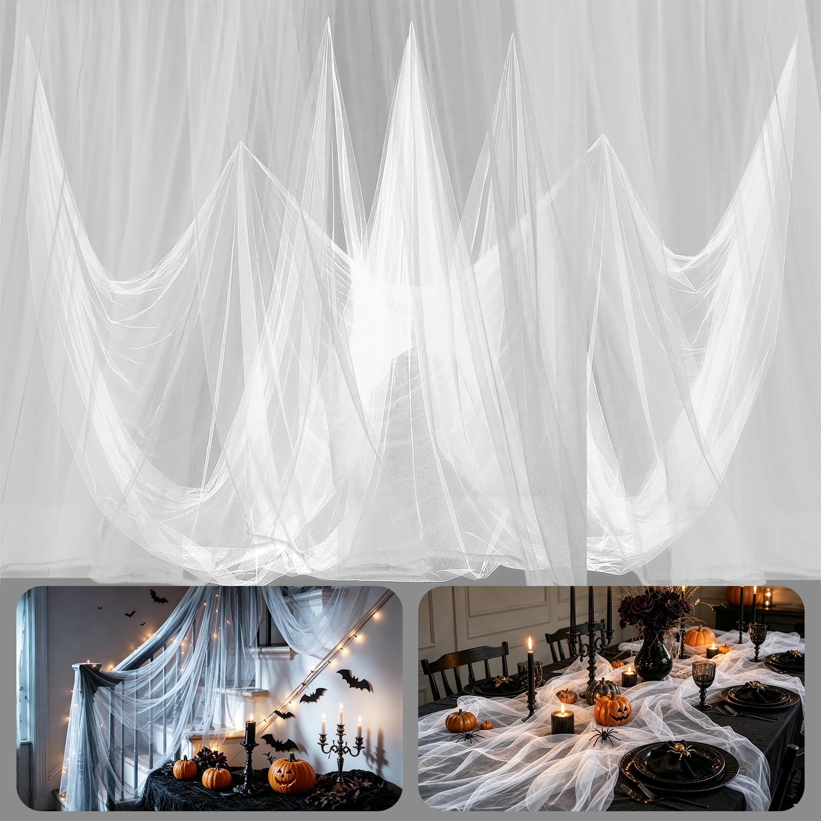 65x10ft Ultra-fine Mesh Mosquito Net, Also for Halloween White Gauze Cloth
