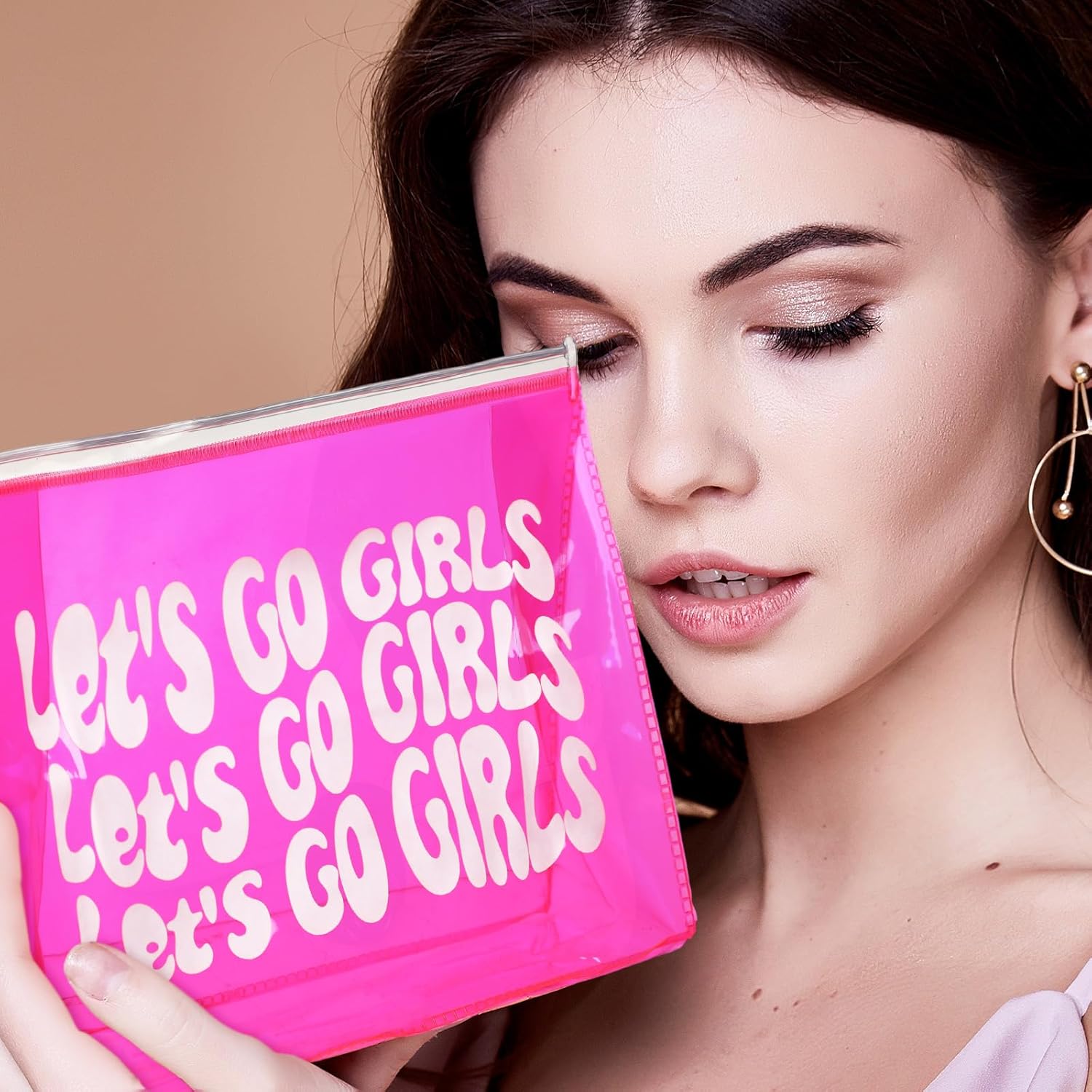 Layhit 8 Pcs Let's Go Girls Bachelorette Makeup Bags Retro Clear Disco Cowgirl Travel Toiletry Case with Zipper Arty Supplies Decorations Gifts for Women - Image 3