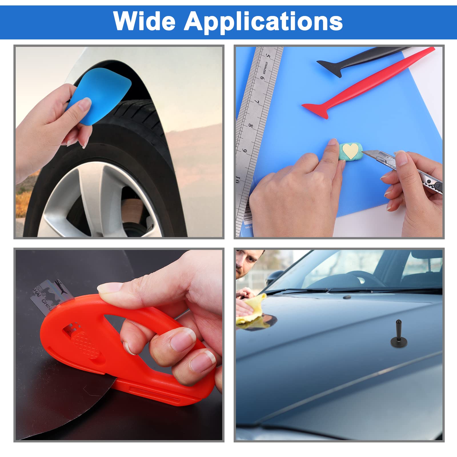 NEWISHTOOL Kit Tergivetro In Vinile 12,7 Cm – 3 Raschietti Con Ricambi In Feltro – Per Pellicola Auto, Adesivi E Carta Da Parati