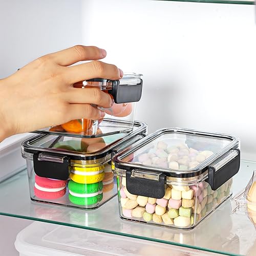 Miniatura 6 de Moretoes 3 recipientes herméticos de almacenamiento de alimentos con tapas, de plástico, apilables, para comida preparada, para comida (3