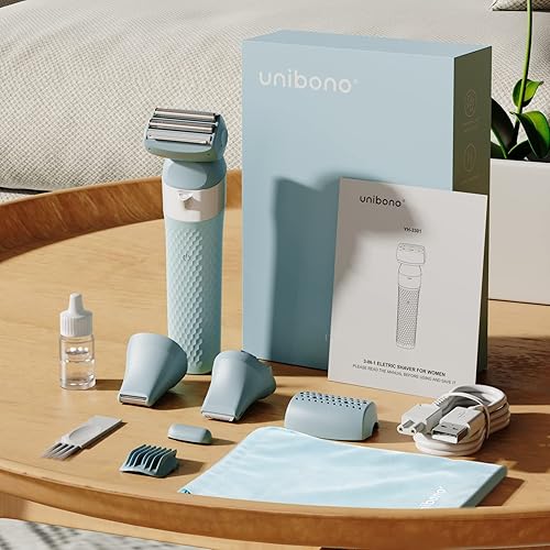 Miniatura 8 de Maquinilla de afeitar eléctrica 3 en 1 para mujer, afeitadora eléctrica de doble lámina para mujer, cara, piernas, axilas, recortadora de bikini