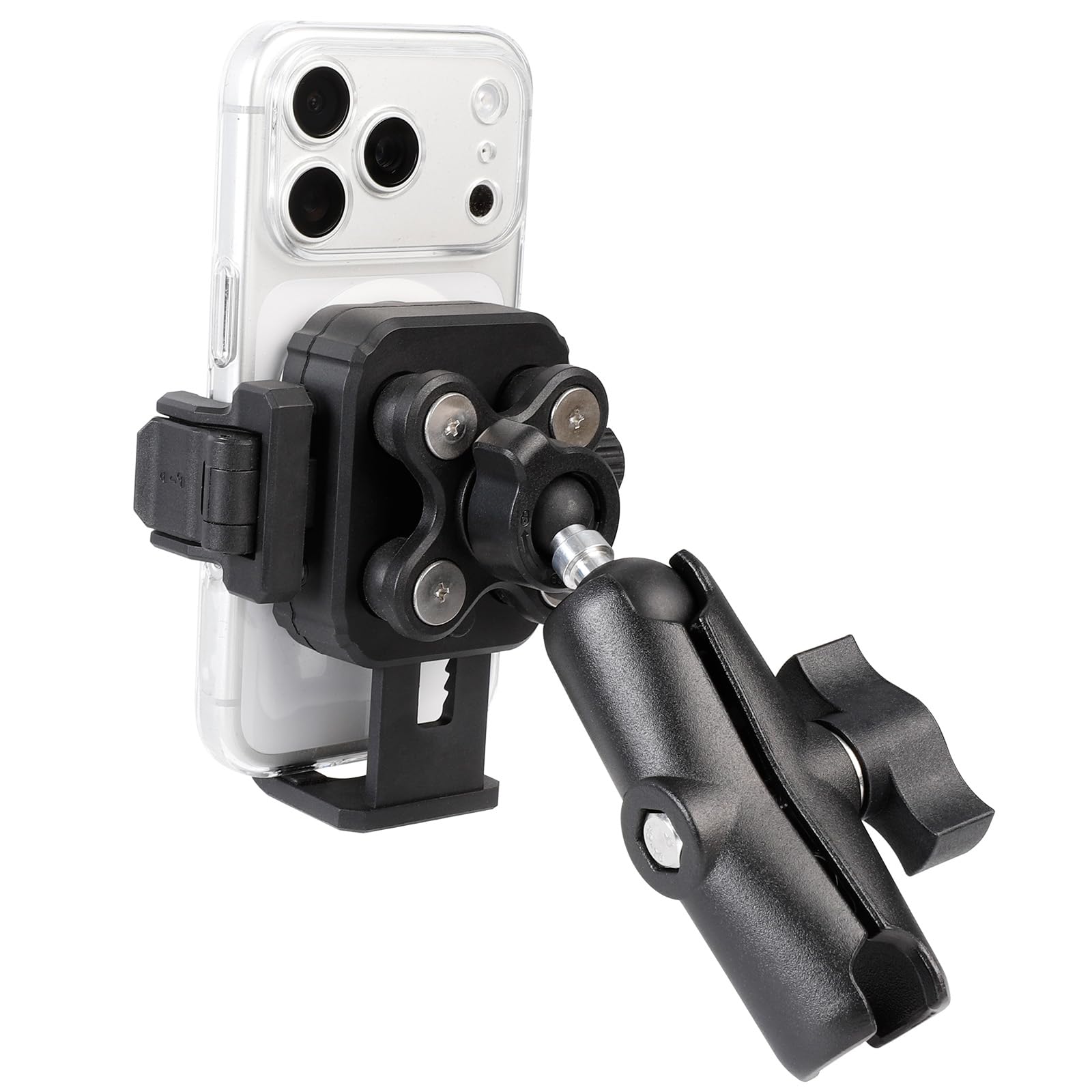 Supporto per telefono a sfera regolabile da 2,5 cm con braccio medio da 9 cm per smartphone da 4,7 a 7 pollici, supporto universale per telefono con smorzatore di vibrazioni [compatibile con