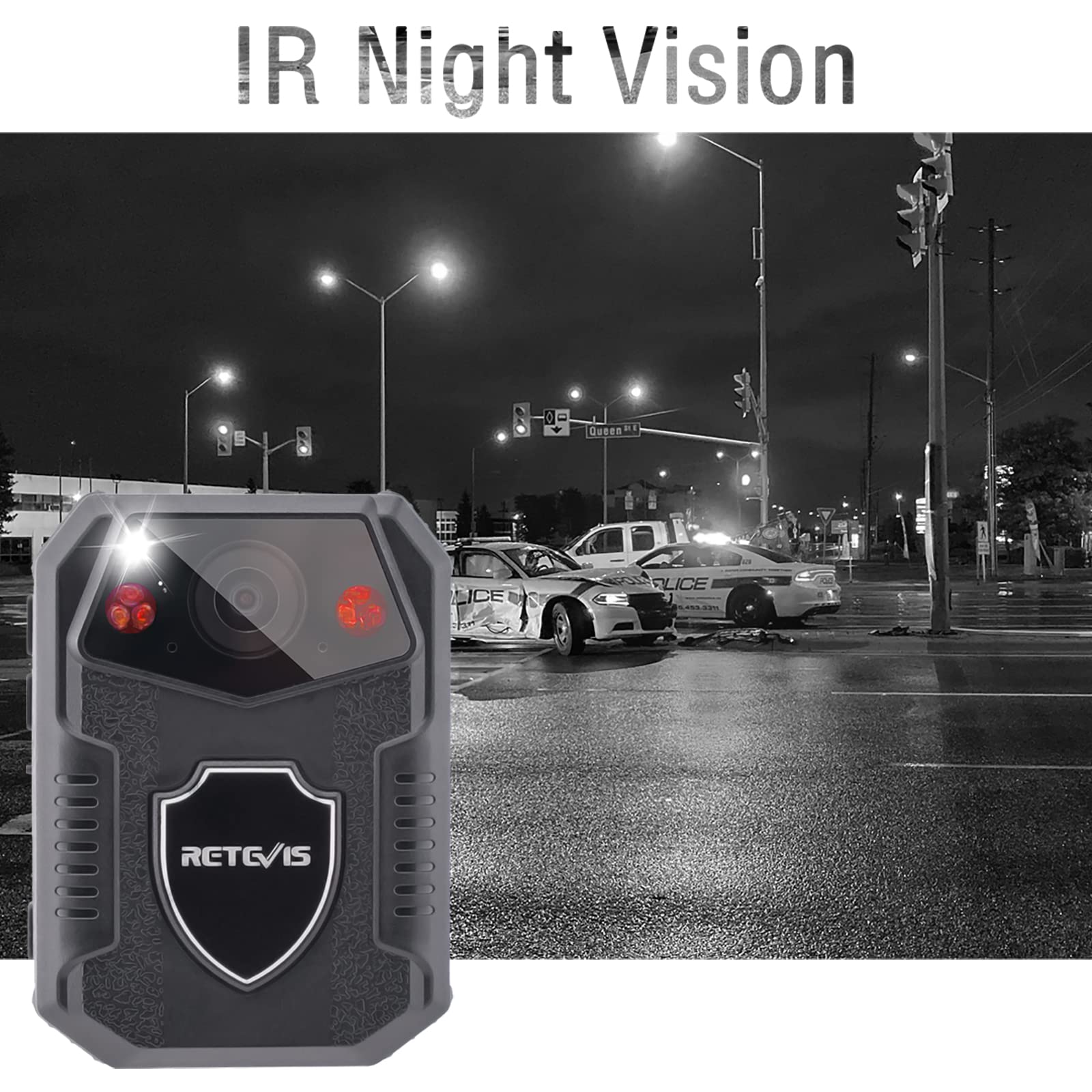 Retevis RT77 Body Camera Polizia 1080P 16G Videocamera Indossata o Montata Smart Night Vision 2650mAh Riproduzione Angolato 150° Gradi LCD da 2.0 Pollici (Nero,1Pezzi)