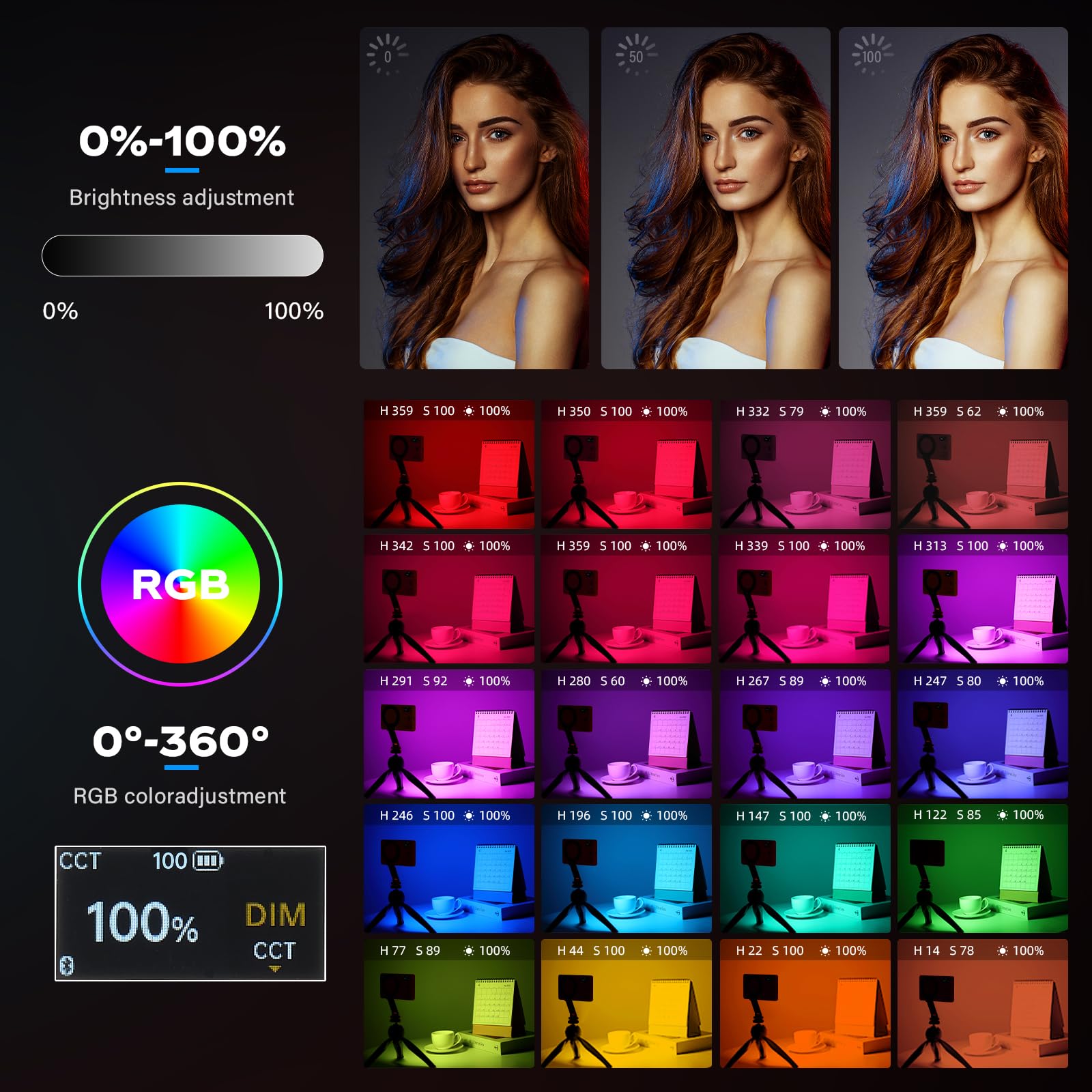 GODOX MA5R Lumière vidéo RVB magnétique Full Colour 1800K-10000K 14 effets pré-programmés pour appareil photo reflex numérique (rouge)