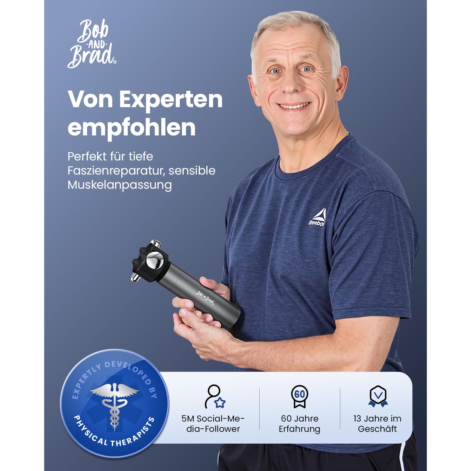 BOB AND BRAD VibeFlow Massagegerät, Massagepistole Alternative mit 116Hz Hochfrequenz-Vibration, 7.000 U/min Vibrationsmassagegerät für Tiefengewebe, Faszien, Triggerpunkte, Rücken, Nacken & Beine
