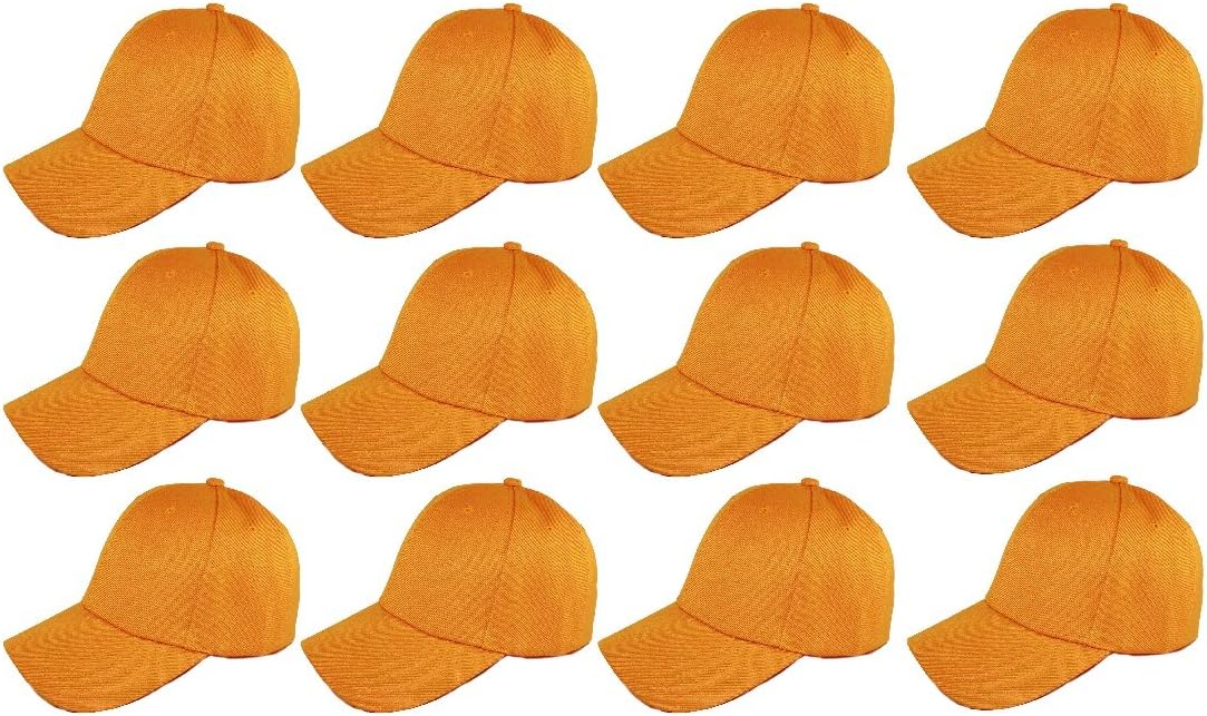 ( Pack of 12 ) Classic Premium Baseball Cap Adjustable Size Plain Hat Unisex