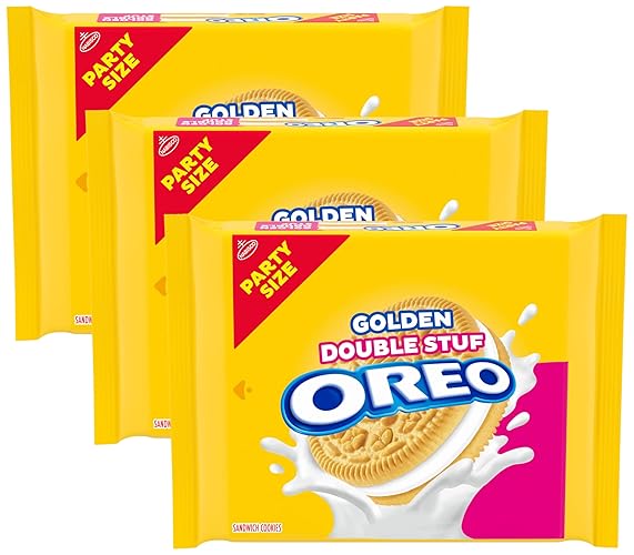OREO Double Stuf Golden Sandwich Cookies, Party Size, 24.95 oz (Pack of 3) - Pack of 3