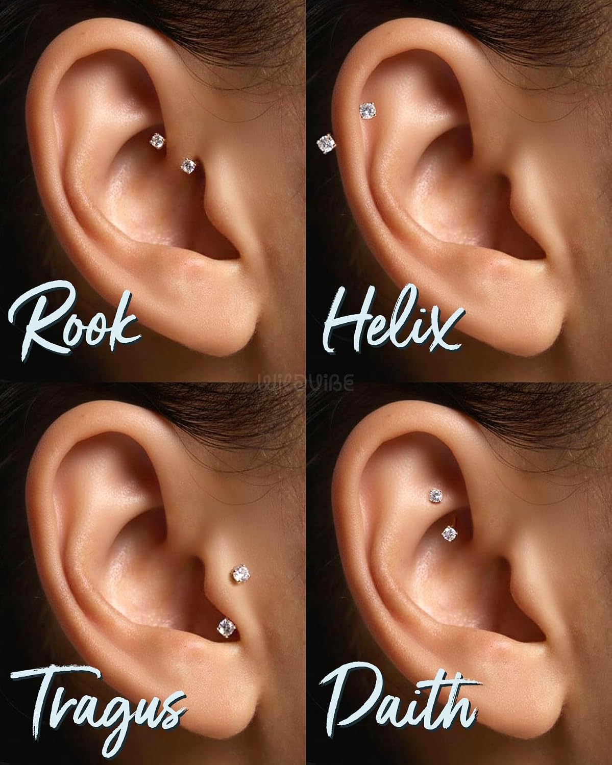 Double Gem Horseshoe Nose Ring 18g - Horse Shoe Nose Rings For Women - U Shaped Surgical Steel 18 Gauge Hoops Earrings - Internally Threaded Septum Ring Frankie U Hoop Diamond Piercing Jewelry (6mm)