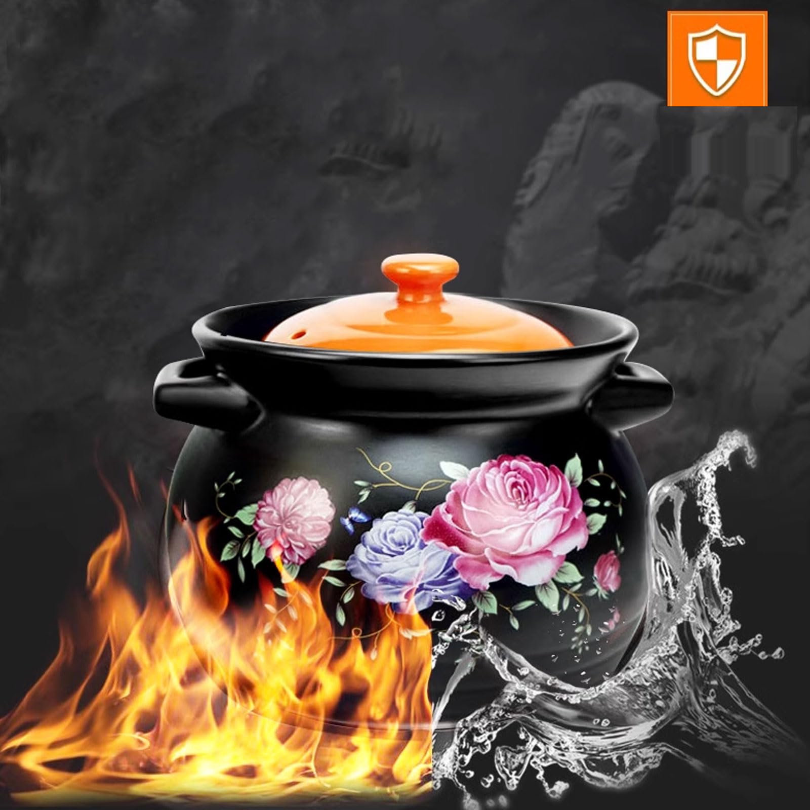 Casseruola in ceramica smaltata con coperchio, pentola resistente ed elegante, perfetta per servire e cuocere piatti, ideale per pasti e riunioni in famiglia