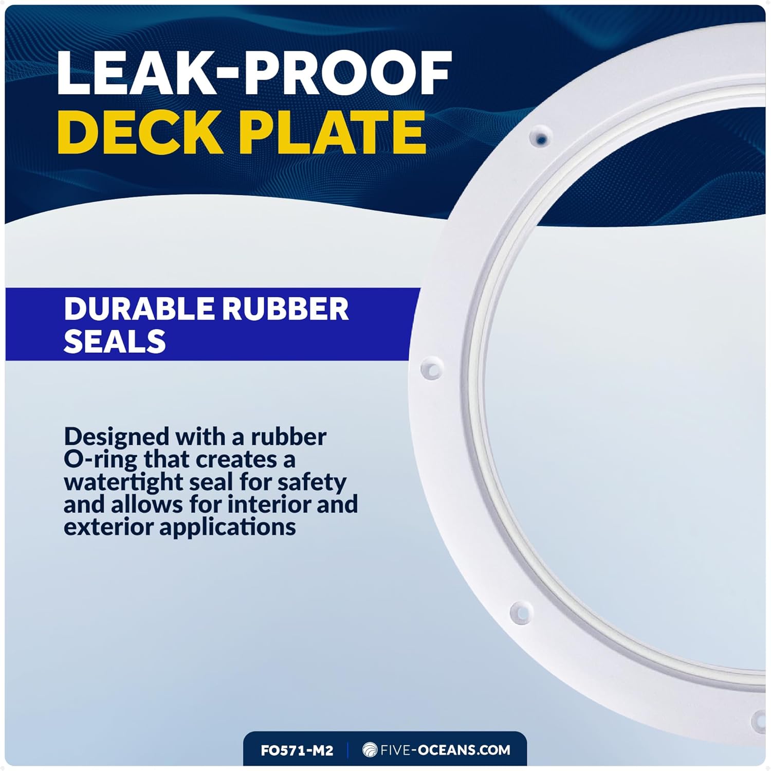Five Oceans Boat Hatch, Marine Hatch - Boat Access Hatch, Round Inspection Deck Plate Hatch with Detachable Cover for Boat Yacht, UV Resistant ABS White Plastic, 4", 5", 6", 8" Multiple Sizes