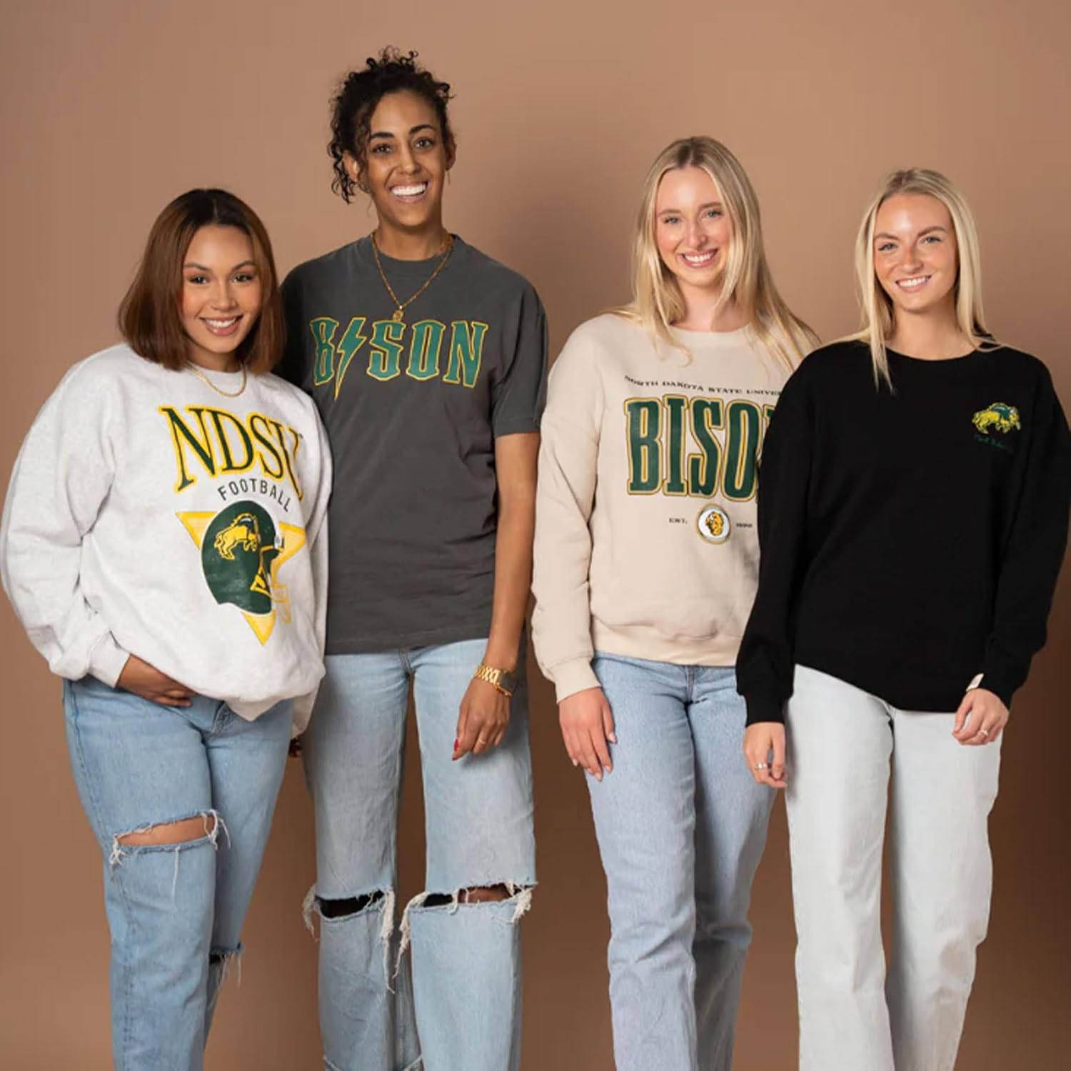 Fan Girl North Dakota State Bison Vintage Collegiate Crewneck Sweatshirt, NDSU Women’s Apparel, Ivory, Sizes S-3XL