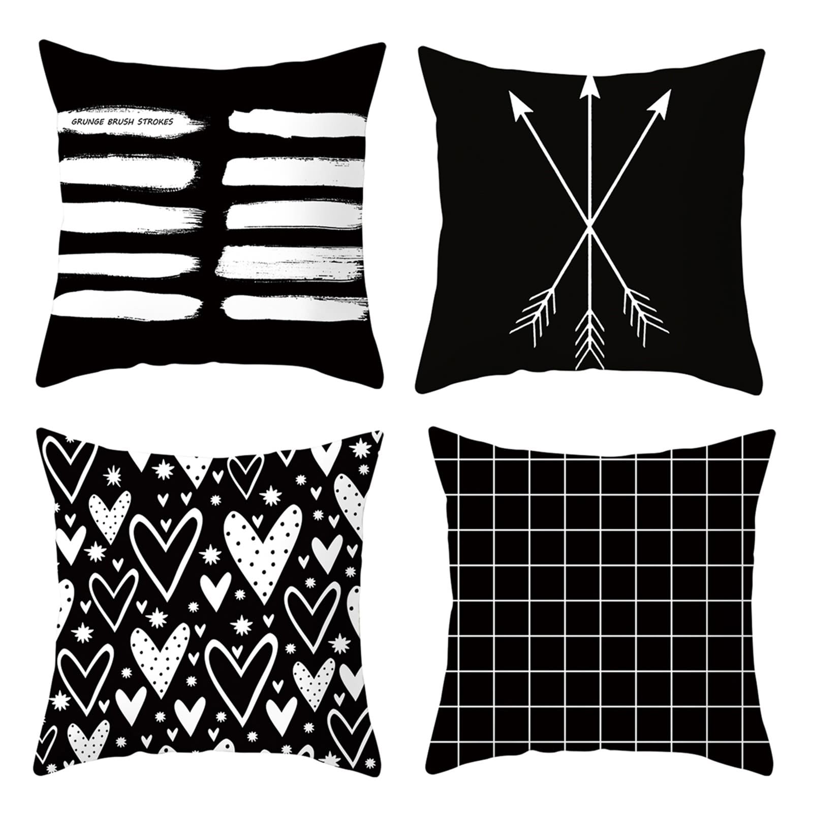 Housses de coussin lavables lot de 4 noir protection canapé tissu doux