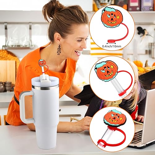 Miniatura 3 de 8 fundas de popote compatibles con vasos Stanley de 30 y 40 onzas, reutilizables de silicona para popotes de 0.4 pulgadas0.394 in, protectores de