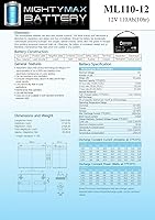 Vista 6 de Mighty Max Battery Reemplazo de batería AGM SLA de 12V 110AH para el grupo 31
