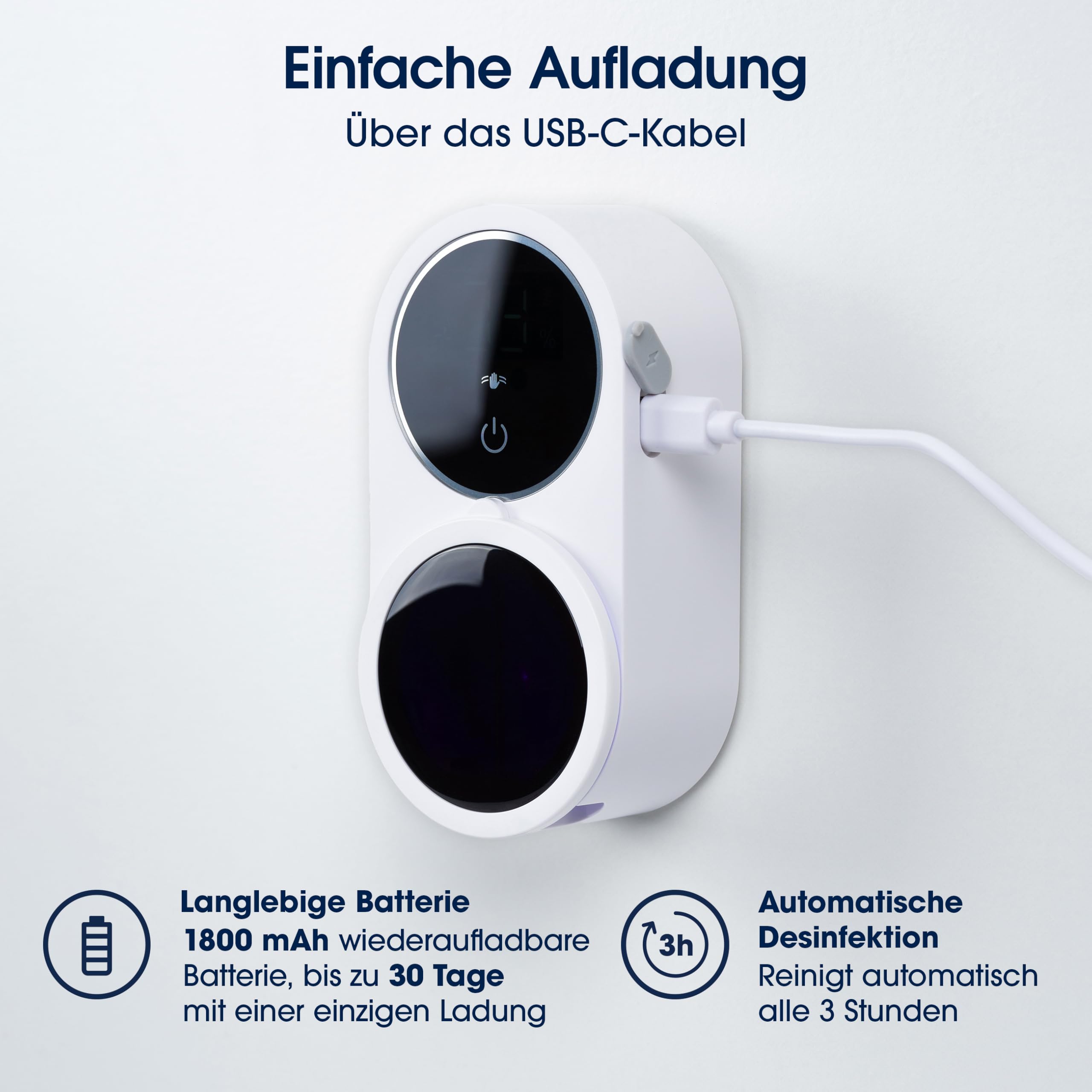 ZENT Zahnbürsten Sterilisator - Doppelte Desinfektion UV-C und UV-A | Zahnbürstenhalter mit Desinfektion - Wandmontage ohne Bohren - Robuste Batterie bis zu 50 Tage
