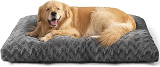 EHEYCIGA Hundebett Grosse Hunde Waschbar, 104x68cm, XL Hundekissen Flauschig für große Hunde, Kuschelig Umkehrbare Hundematte mit Kunstpelz und Kunstleinen, Dunkelgrau