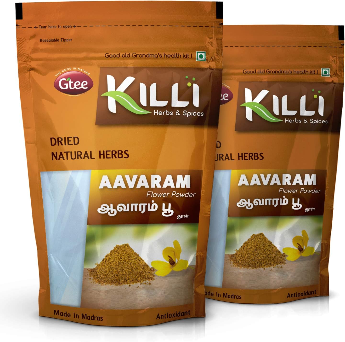 KILLI Avarampoo | Tarwar | Aavaram | Senna auriculata | Tangedu Flower Powder, 100g (Pack of 2)