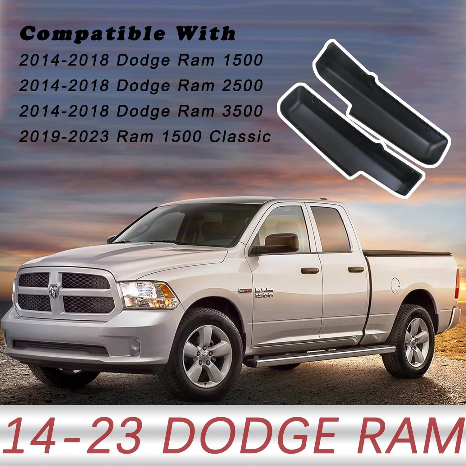 TQPONLY Trailer Tow Mirror Front Arm Cover Cap (1 Pair) Compatible with 2014-2024 DODGE RAM 1500 2500 3500 Classic Replaces 68263393AA 68263392AA